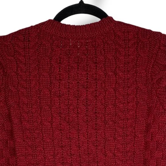 L.L. Bean Fisherman Cardigan 1912 Heritage Sweater Womens Size Small Red Ireland - Picture 6 of 8